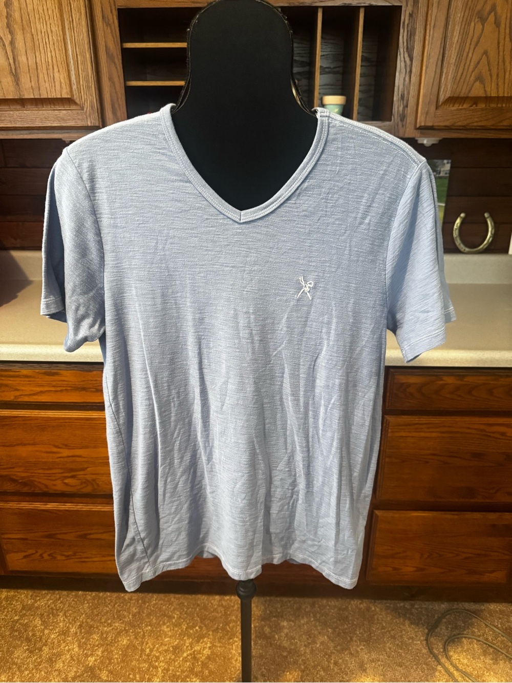 Men's Light Blue V-Neck Short Sleeve Shirt